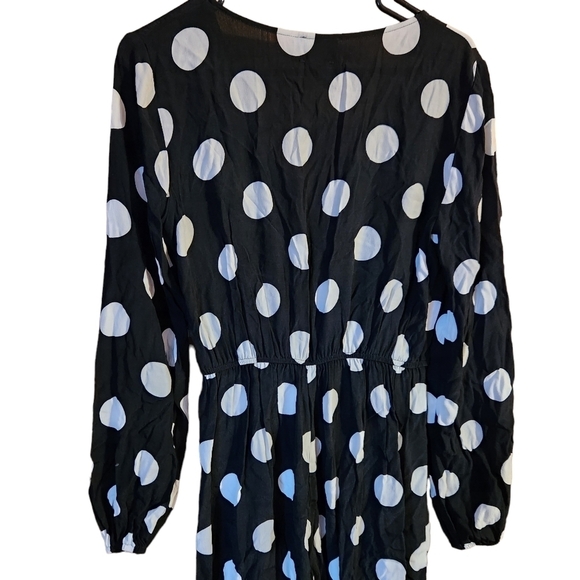 Asos design black white poka  dot long sleeve wide leg jumpsuit romper pants - Picture 8 of 10